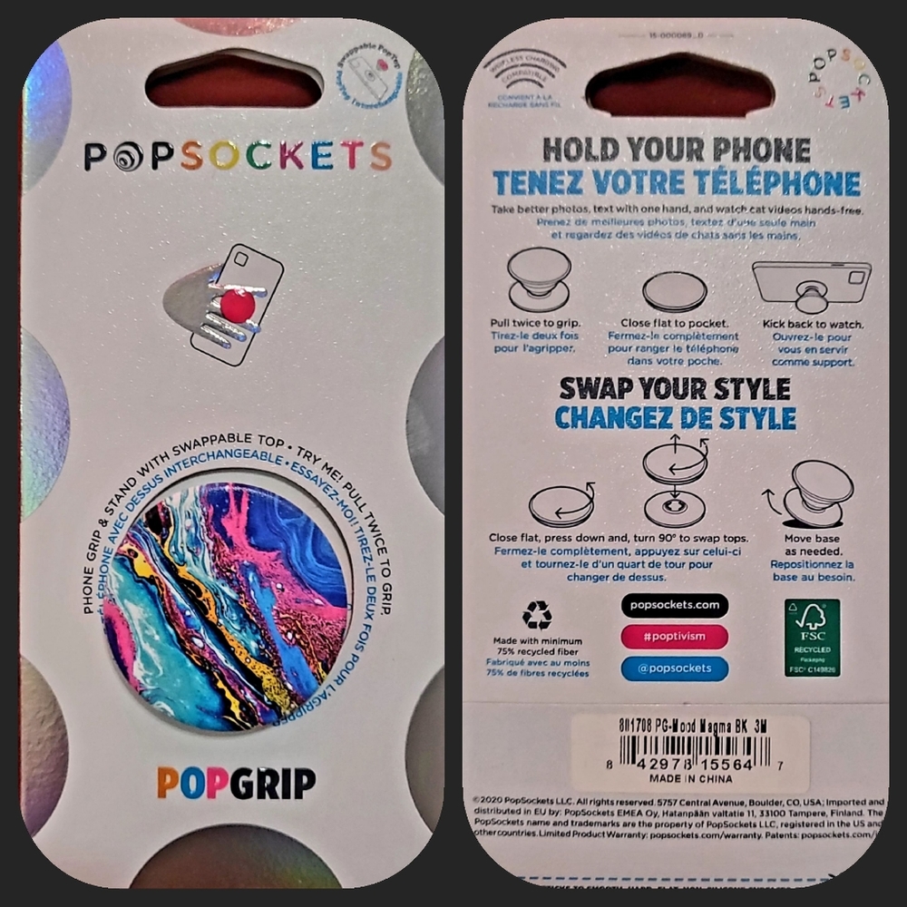 New! Popsocket Popgrip "Wood Magma" Cell Phone Holder!